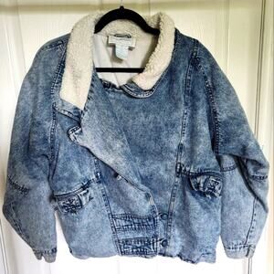 Vintage 90s Sergio Valente Lined Denim Bomber Jacket Size M Grandpacore FLAW